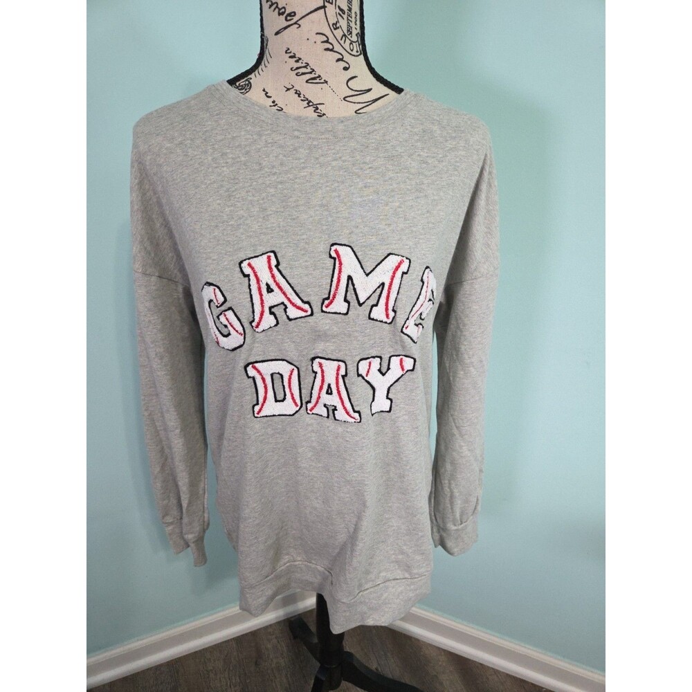 Marie Nicole game day crew neck long sleeve shirt baseball medium new with tags